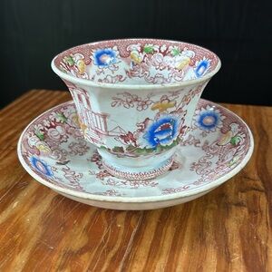 Cleopatra Pattern Transferware Teacup & Saucer by Francis Morley from the 1840's